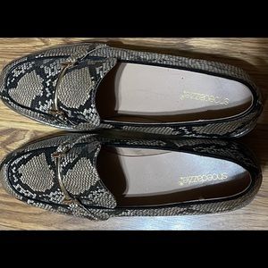 Platform faux snake skin slip on shoe size 12